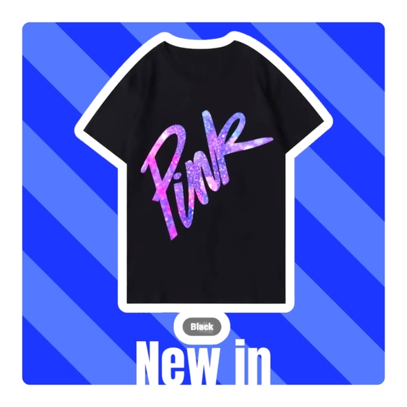 NWT !! Black T-Shirt with the Word PINK Printed on Front in Gradient Lettering💖 - Picture 6 of 16